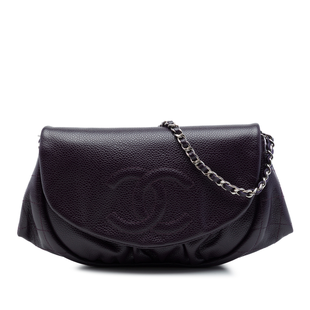 Pre-Loved Chanel CC Caviar Half Moon Wallet on Chain